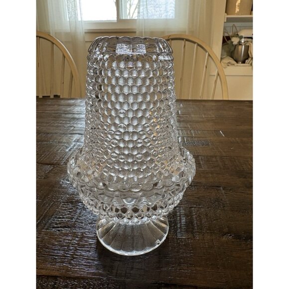 Vintage Duncan Miller Thousand Eye Hobnail Clear Glass Fairy Lamp Candle Holder